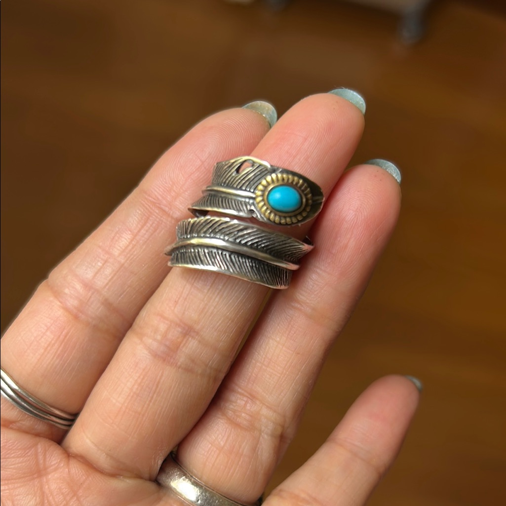 Vintage Silver And Gold With Blue Turquoise Rings 245$